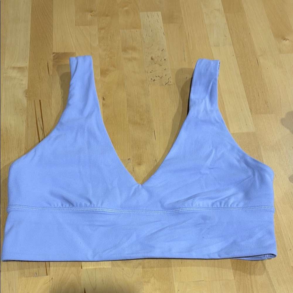 Blue Sports Bra with Wide Straps and Seamless Design